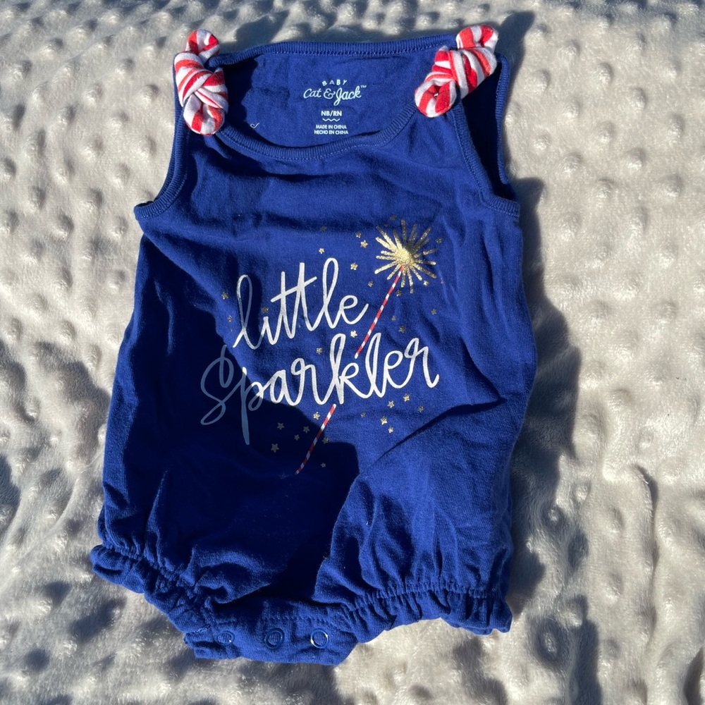 Cat & Jack Blue 'Little Sparkler' Baby Romper